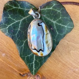 Teardrop 925 Sterling Silver Abalone Seashell Pendant